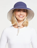 Women's Holiday Sun Hat UPF 50+ (Small-Medium / Navy/Beige)
