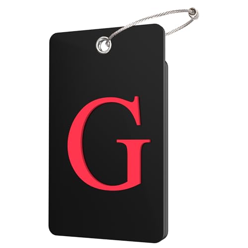 2 Pack Initial Luggage Tags for Suitcases Airplane Travel Essentials (Large G / Black)