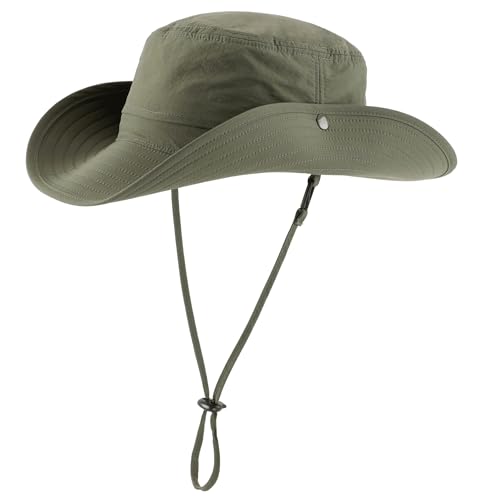 Sun Hat for Men UV Protection Safari Hat for Fishing Hiking Gardening Breathable Cowboy Hat UPF50 Light Army Green (Large / Light Army Green)