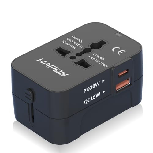 Universal Travel Adapter (1 USB A+1 USB C(PD20W)(Standard) / Black)