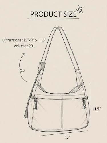 20L Crossbody Tote Bag Large Capacity Lightweight Hobo Shoulder Sling Bags for Gym Shopping Beach Travel (Jester Red)