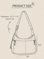 20L Crossbody Tote Bag Large Capacity Lightweight Hobo Shoulder Sling Bags for Gym Shopping Beach Travel (Taupe)