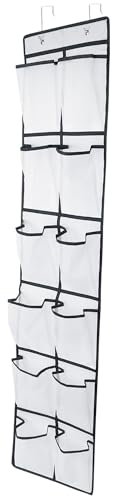12 Large Pockets Over Door Hanging Shoe Organizer (White)