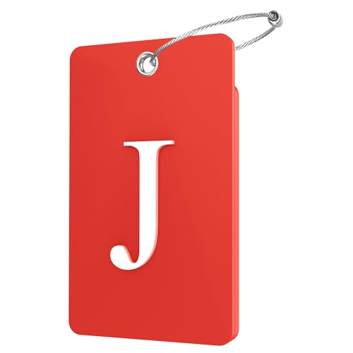 2 Pack Initial Luggage Tags for Suitcases Airplane Travel Essentials (Large J / Red)