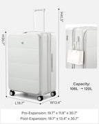 Expandable Large Checked Luggage (Smoke White / 28 Inch EXT)