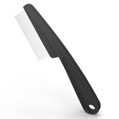 0.5mm Fine Tooth Stainless Steel Dandruff Comb for Adults Kids (1PC Black)