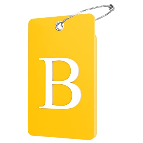 2 Pack Initial Luggage Tags for Suitcases Airplane Travel Essentials (Large B / Yellow)