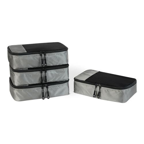 4 Piece Packing Cubes Travel Accessories Set (Gray / 4 x Small)