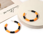Game Day Earrings Football Baseball Earrings for Women Sports Team Heishi Hoop Earring Football Accessories Outfits Cheer Mom Essentials Fall Sports Must Haves Cheer Gifts (Orange Black)