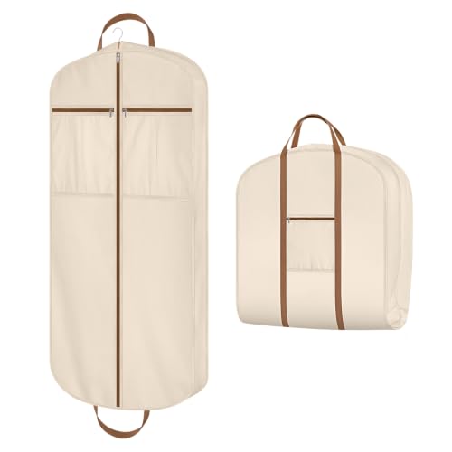 Organic Cotton Garment Bags for Travel Luxury Suit Bag 48 in (Beige)