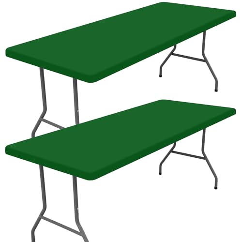 2 Pack Rectangle Spandex Fitted Table Cloth (Emerald Green / 48" x 24" (Rectangular))