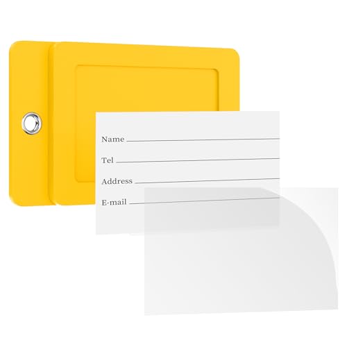 2 Pack Initial Luggage Tags for Suitcases Airplane Travel Essentials (Large W / Yellow)