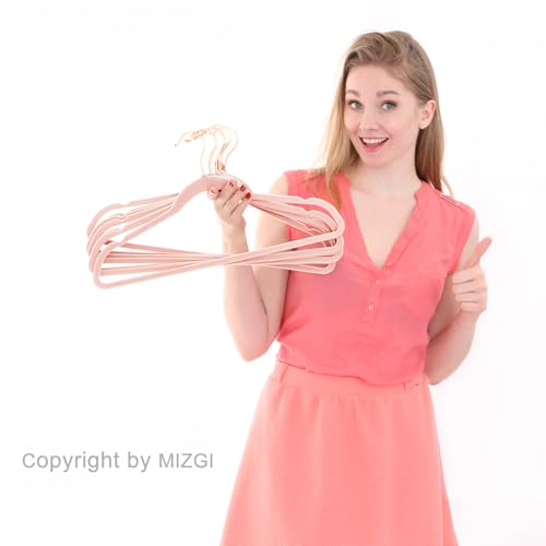 Blush Pink Velvet Hangers 100 Pack Non Slip Heavy Duty Rose Gold Hook (Blush Pink/Rose Gold / 100-Pack)