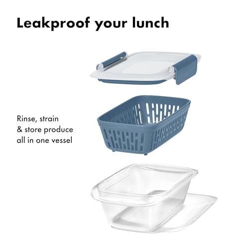 Good Grips Prep & Go Food Storage Container with Colander (Colander / Ocean Blue)