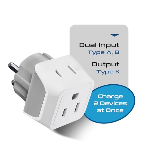 Denmark Travel Adapter Plug with Dual Usa Input (White)