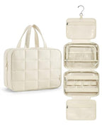 Travel Toiletry Bag with Jewelry Organizer (Beige-2 / Style2-medium Size)