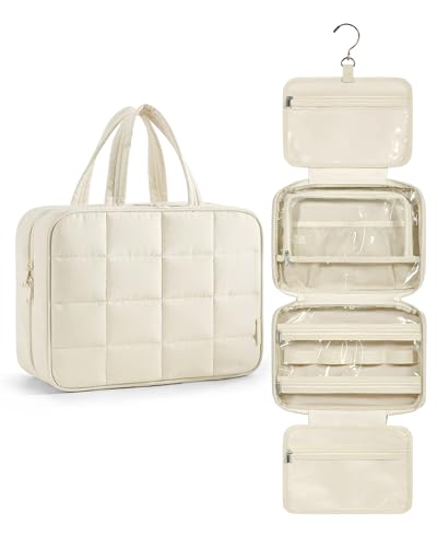 Travel Toiletry Bag with Jewelry Organizer (Beige-2 / Style2-medium Size)