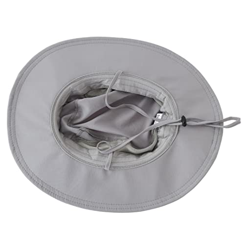 Womens Outdoor Mesh Boonie Sun Hat Summer Wide Brim UV Protection Fishing Hat Safari Cap Grey (Large / Grey)
