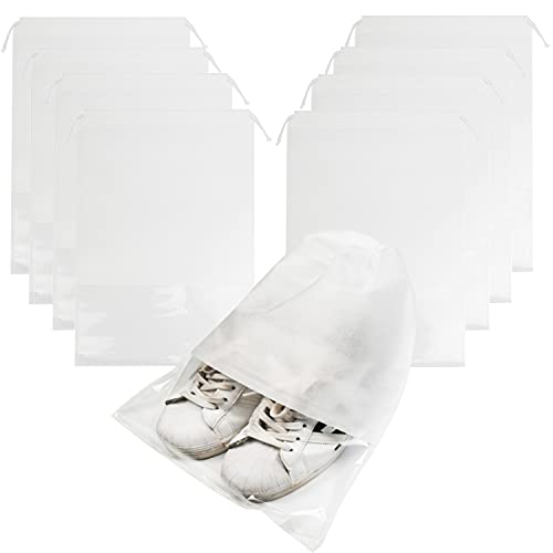 8PCS Travel Shoe Bags with Rope for Men and Women Large Shoes Pouch Organizers (White)