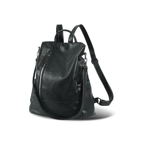 Small Women Backpack Purse PU Leather Anti (Black / Small)