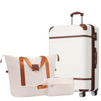 Suitcase Set 24 IN Expandable Luggage with TSA Lock Spinner Wheels (Vintage Luggage / White(24+bags))