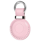 1 Pack Genuine Leather Handcrafted for Airtag Holder Keychain (B8-Blossom Pink)