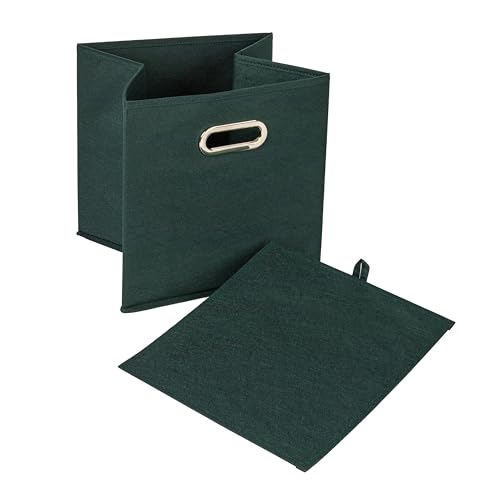 Foldable Fabric Storage Cubes 6 (Dark Green / 11” L x 11” W x 11” H)