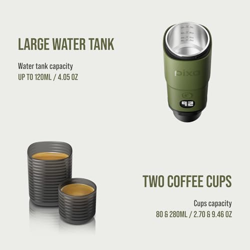 Pixapresso Espresso Machine Electric & Portable (Olive Green)