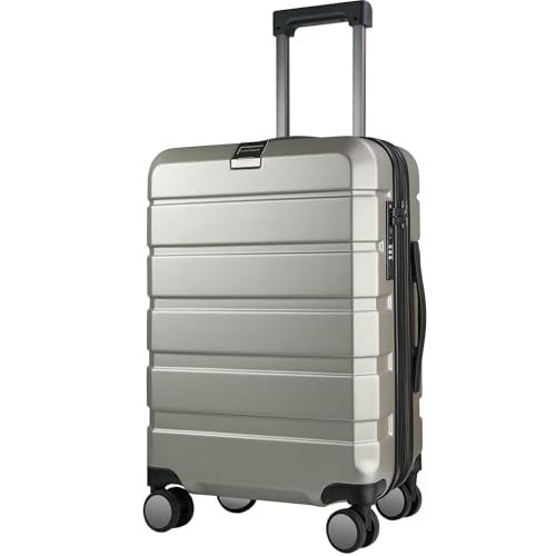 Hardside Expandable Carry On Luggage with Spinner Wheels & Built (Champagne)