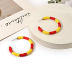 Game Day Earrings Football Baseball Earrings for Women Sports Team Heishi Hoop Earring Football Accessories Outfits Cheer Mom Essentials Fall Sports Must Haves Cheer Gifts (Red Yellow)