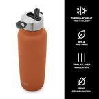 Recycled Stainless Steel Explorer with Flip Straw Lid and Handle (Carnelian / 40 Ounces)