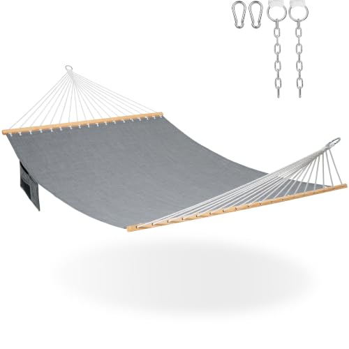 Lazy Daze Double Olefin Quick Dry Hammock with Spreader Bar for Outdoor (Grey)