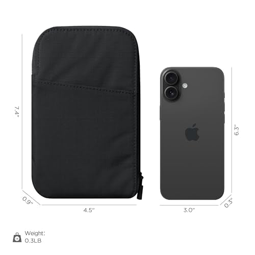 Zip Travel Wallet RFID Blocking Passport Holder Black (Black)