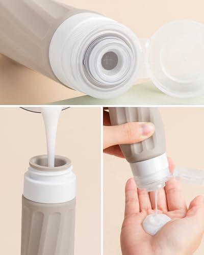 Travel Bottles for Toiletries 8 Pack (3 Ounce bottle 1 Ounce jar / Brown)