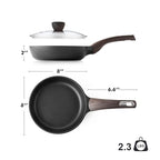 8inch Nonstick Frying Pan Paella Pan with Lid (8 Inch / NIGHT Black)