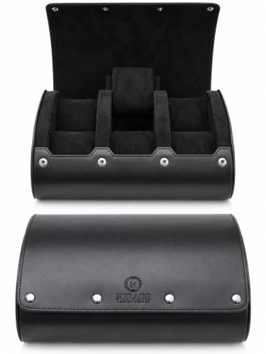Watch Travel Case for Men Watch Roll for Travel Organizer and Display Watch Case (6-Slots / Black Black)