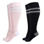 Compression Socks for Women Wide Calf (X-Large / Black/Pink)