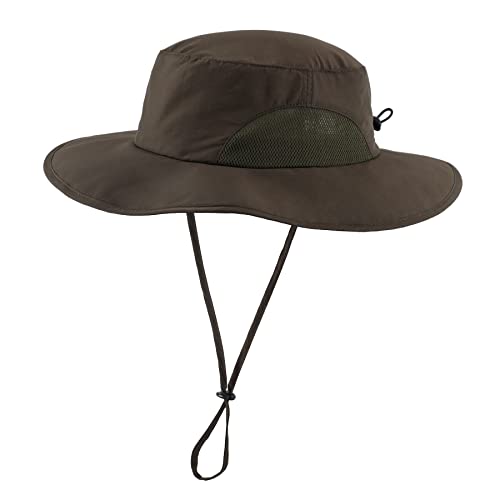 UPF50+ Mens Sun Hat Wide Brim Fishing Hat UV Sun Protection Cap Portable Gardening Beach Bucket Hat Army Green (One Size / Army Green)