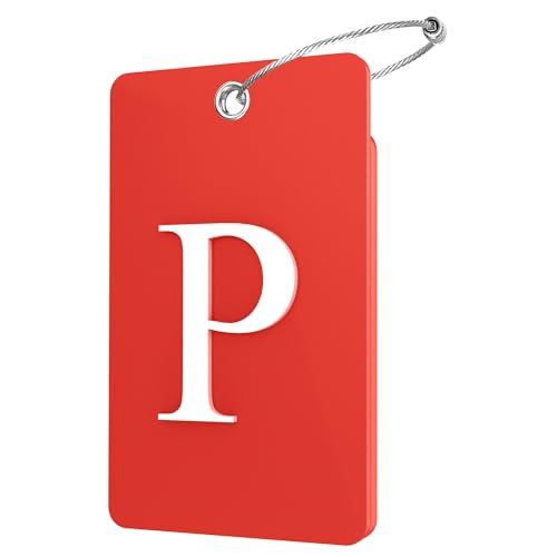 2 Pack Initial Luggage Tags for Suitcases Airplane Travel Essentials (Large P / Red)
