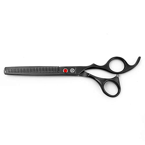 7" Dog Grooming Scissors Set with Rhinestone Accent (Bright Black)