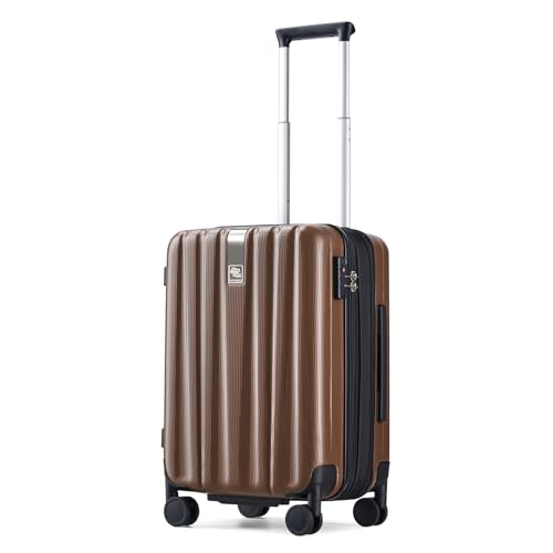 20 Inch Expandable Carry on Luggage 22x14x9 Airline Approved (20 Inch EXT / Brown)