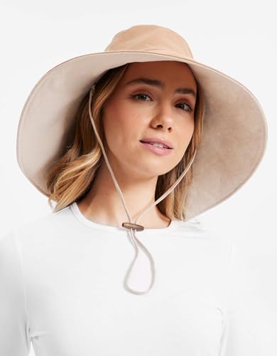 Women's Ultra Wide Cotton Linen Hat UPF 50+ (Small-Medium / Desertsand / Beige)