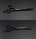 7" Dog Grooming Scissors Set with Rhinestone Accent (Black Painting)