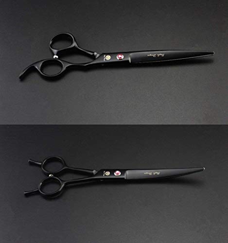 7" Dog Grooming Scissors Set with Rhinestone Accent (Black Painting)