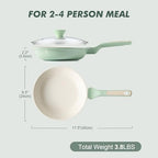 9.5In Nonstick Ceramic Frying Pan with Lid (Mint Green / 9.5 Inch)