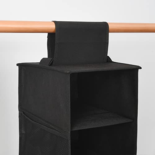 Hanging Shoe Organizer for Closet with Side Mesh Pockets (Black(2 Pack))