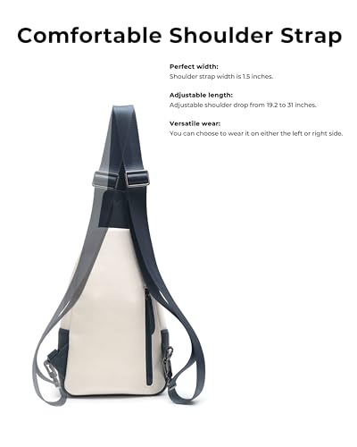 Large Sling Bag for Women Crossbody Purse Leather Fashionable Trendy Chest Bag for Travel (Dark Blue With White / Leather-like Flex)