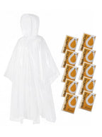 Disposable Adult Rain Ponchos Clear Emergency Raincoat (One Size / Clear White 10)