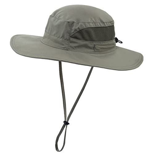 Women's Summer Beach Hats Breathable Mesh Bucket Sun Hat Wide Brim UV Protection Fishing Hiking Hat Army Green (Large / Army Green)