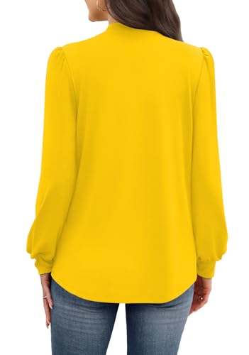 Early Fall Fashion Must Haves Winter Clothing for Women Fall Clothes Long Sleeve Blouses Dressy Casual Travel Comfiest Airport Outfits 2026 Spring Womens Tops Yellow S (13 - Yellow / Small)